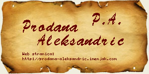 Prodana Aleksandrić vizit kartica